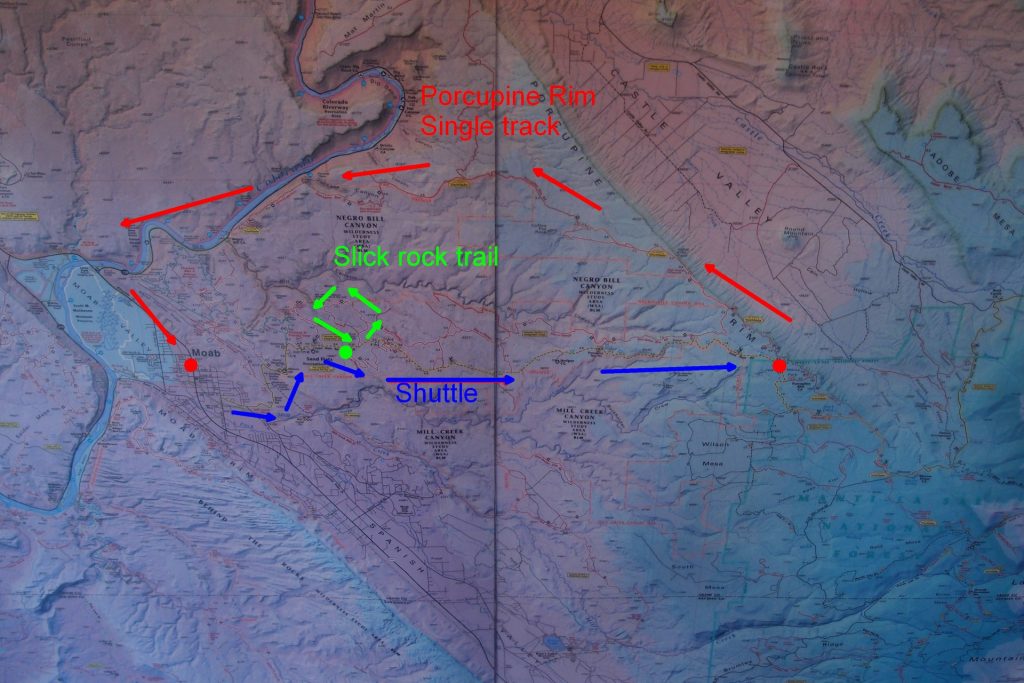 Mapa cyklo a 4x4 trailů v okolí Moabu